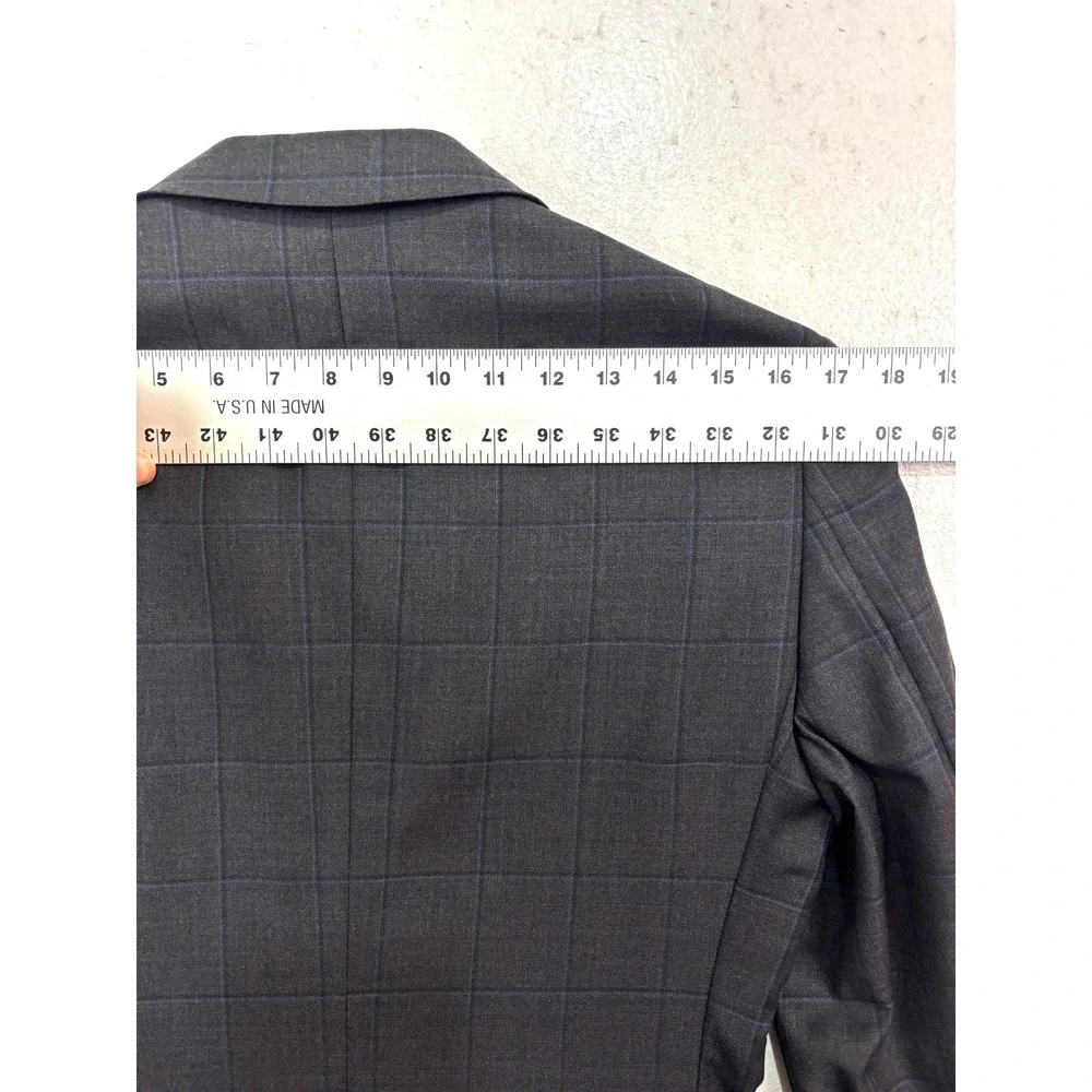 Joseph Abboud 36R 30x29 2pc Pant Suit Charcoal Navy Blue Windowpane Wool Joe‎
